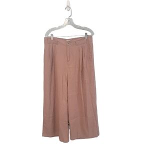 Falls Creek Wide Leg Palozza‎ Linen Blend Cropped Highwaist Pants Size Large